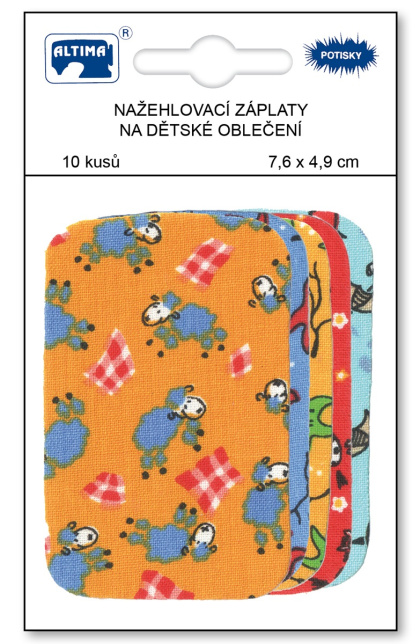 Nažehľovacie záplaty s potlačou malé 10 ks - ovečky oranžové + mix